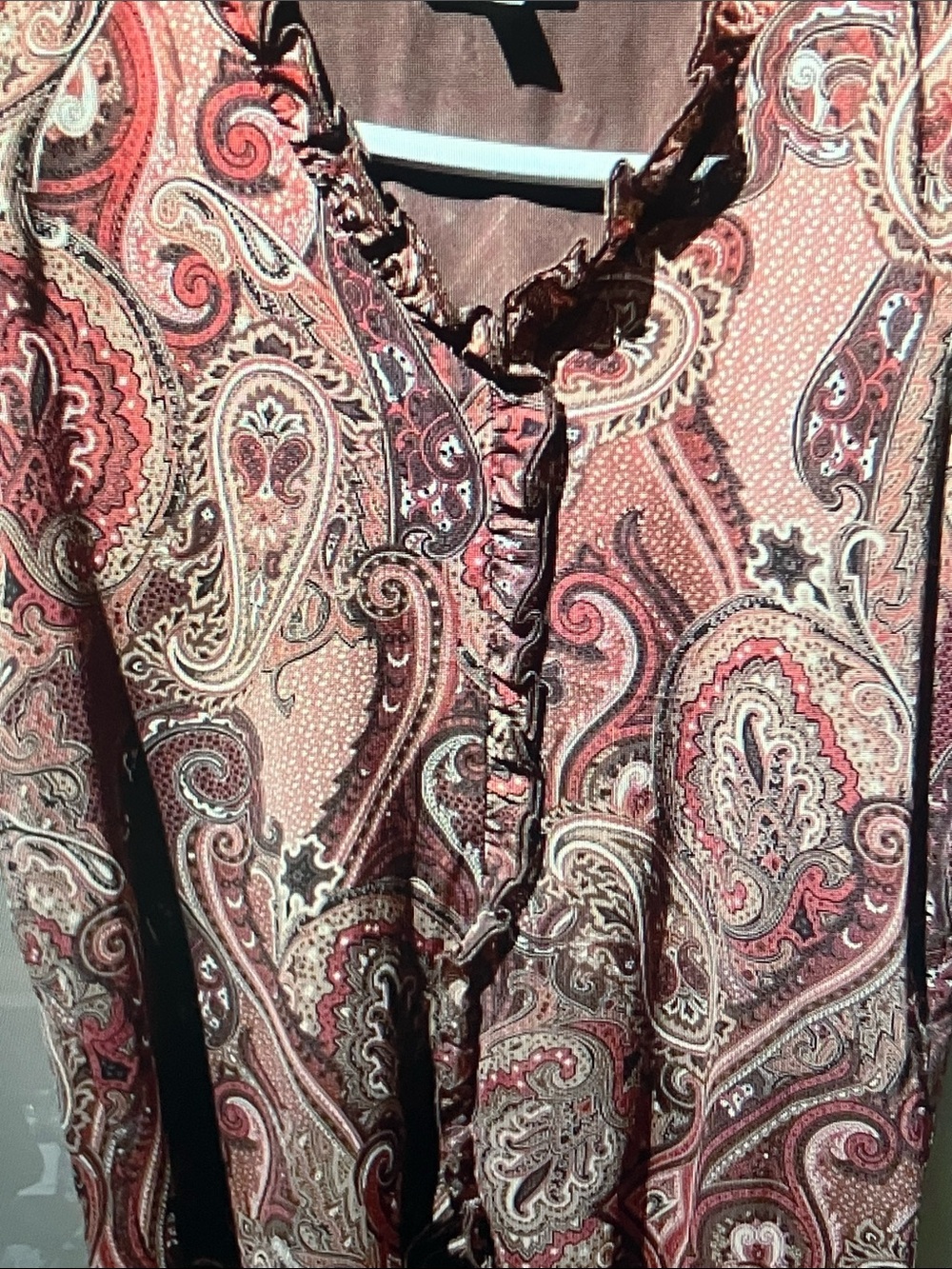 Tommy Hilfiger Paisley Print Long Sleeve Top in Red and Cream